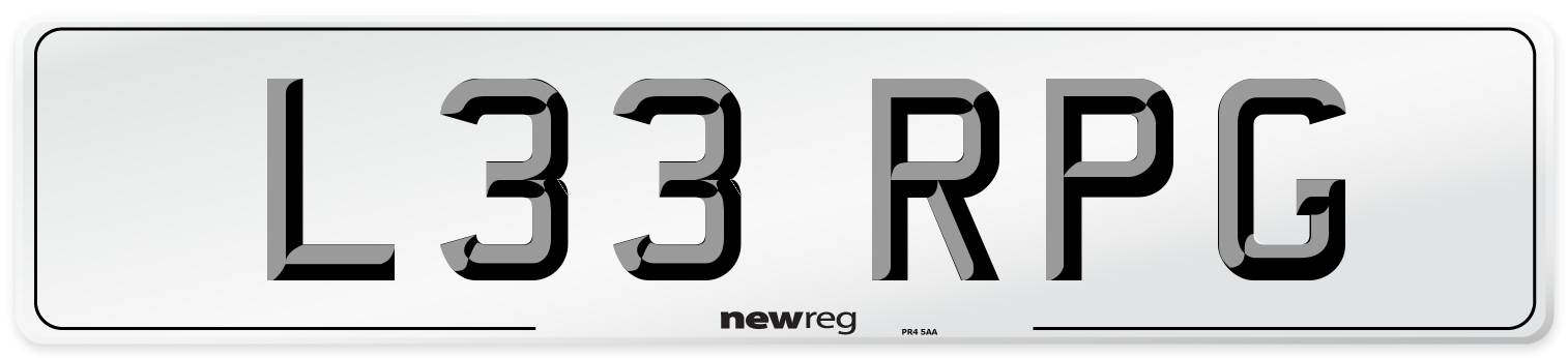 L33 RPG Number Plate from New Reg
